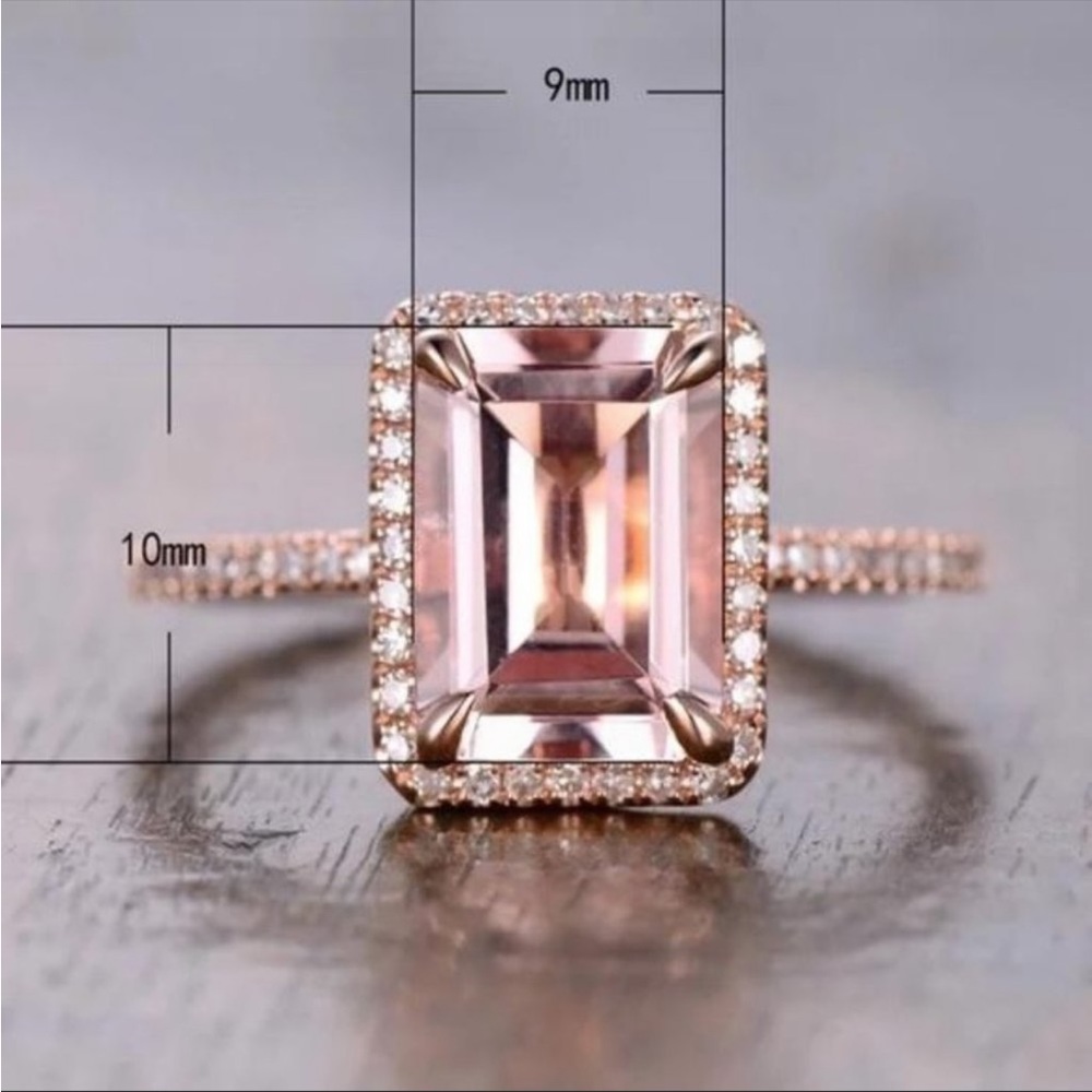 NEW 18K Rose Gold  Square Halo Ring - Picture 5 of 6